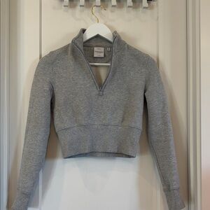 Aritzia TNA Gray Sweatfleece Quarter Zip